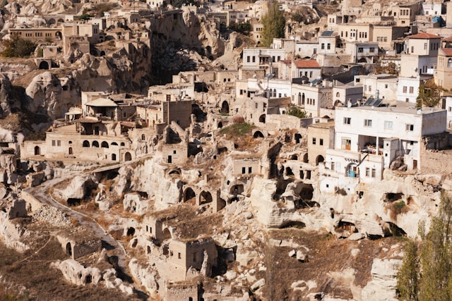 Quiet street scene in Ortahisar village Cappadocia